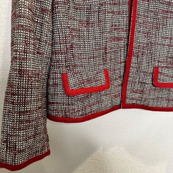 Banana Republic Black & Red Tweed Open Front Blazer Jacket - Size 10 - EUC - Picture 2 of 7